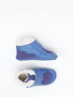Affenzahn – Krabbelschuh aus Kalbleder Kornblumenblau