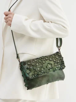 Alchimia – Clutch aus Kalbleder mit Blumenapplikation