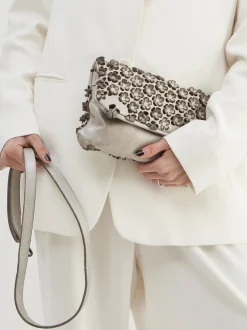 Alchimia – Schultertasche aus Kalbleder mit Blumenoptik