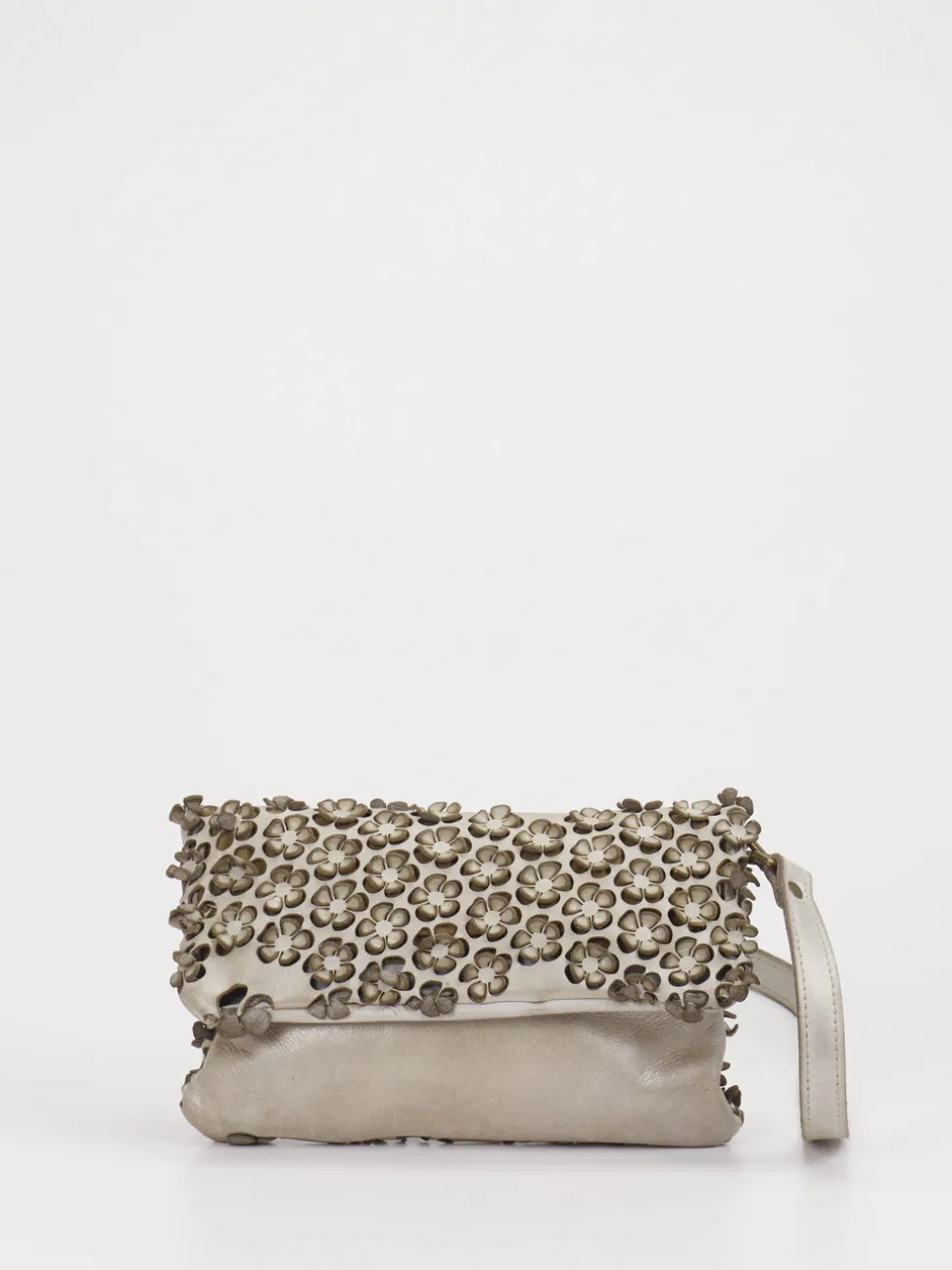 Alchimia – Schultertasche aus Kalbleder mit Blumenoptik