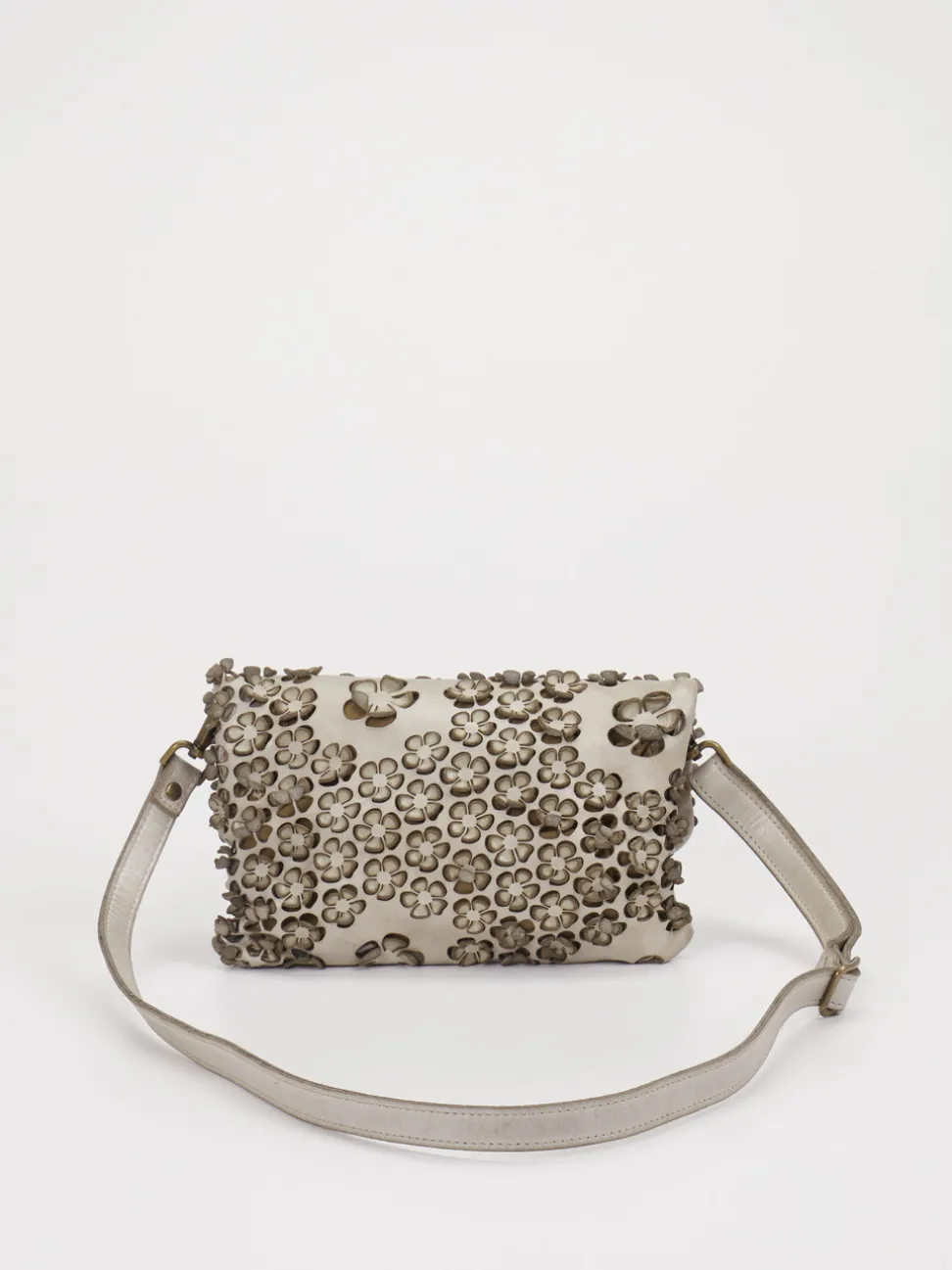 Alchimia – Schultertasche aus Kalbleder mit Blumenoptik