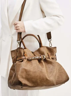 Alchimia – Shopper Bag aus Kalbleder Cognacbraun
