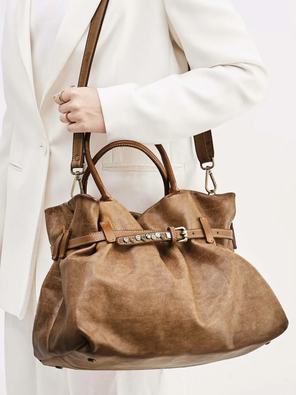 Alchimia – Shopper Bag aus Kalbleder Cognacbraun