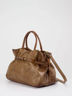 Alchimia – Shopper Bag aus Kalbleder Cognacbraun