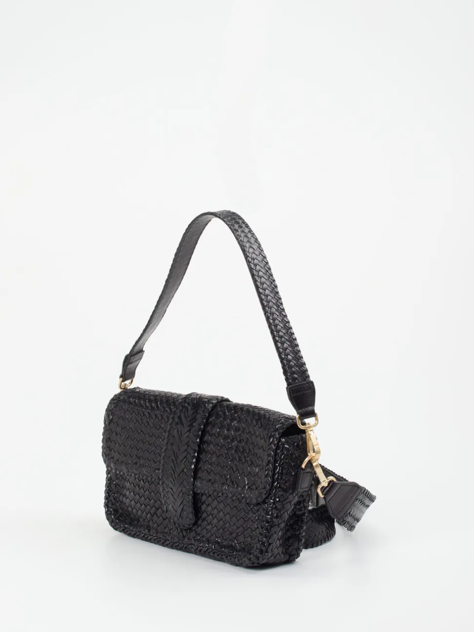 Allan K – Baguette-Tasche aus Flechtleder Schwarz