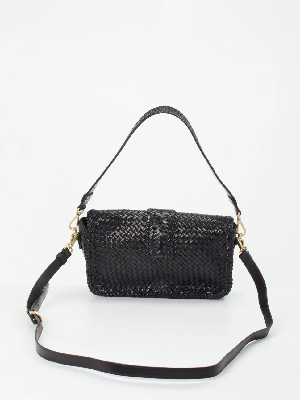 Allan K – Baguette-Tasche aus Flechtleder Schwarz