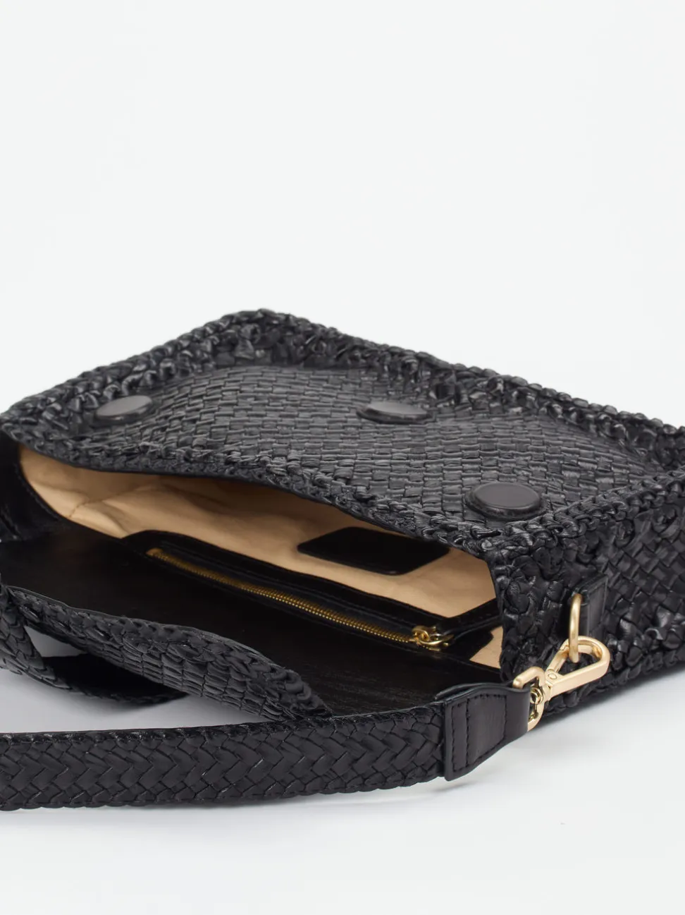 Allan K – Baguette-Tasche aus Flechtleder Schwarz