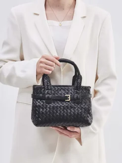 Allan K – Handtasche aus Flechtleder Schwarz