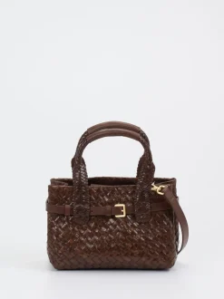 Allan K – Mini Tote Bag aus Flechtleder Dunkelbraun