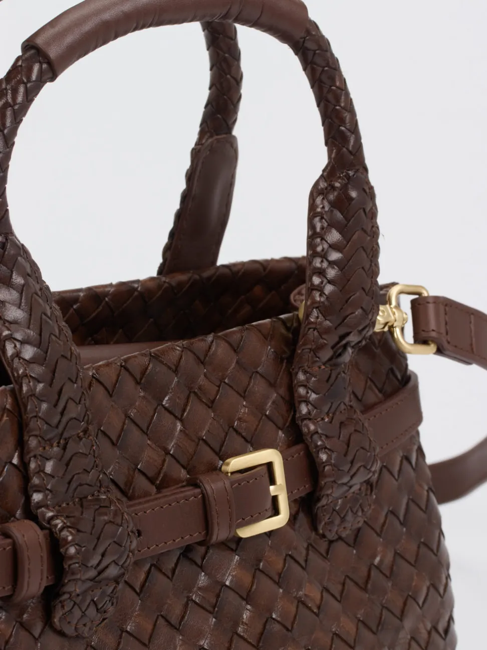 Allan K – Mini Tote Bag aus Flechtleder Dunkelbraun