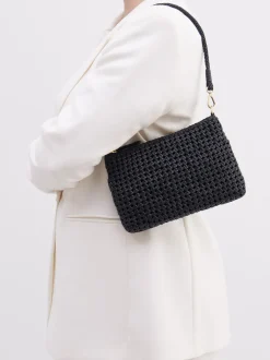 Allan K – Mini-Schultertasche aus Flechtleder schwarz