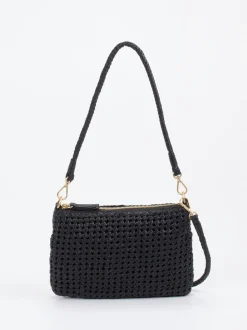 Allan K – Mini-Schultertasche aus Flechtleder schwarz