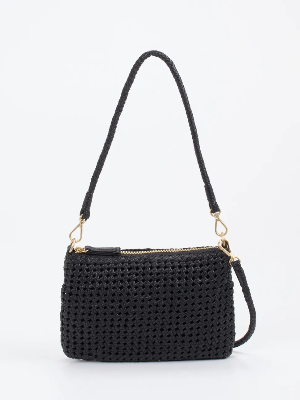 Allan K – Mini-Schultertasche aus Flechtleder schwarz