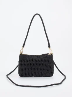 Allan K – Mini-Schultertasche aus Flechtleder schwarz