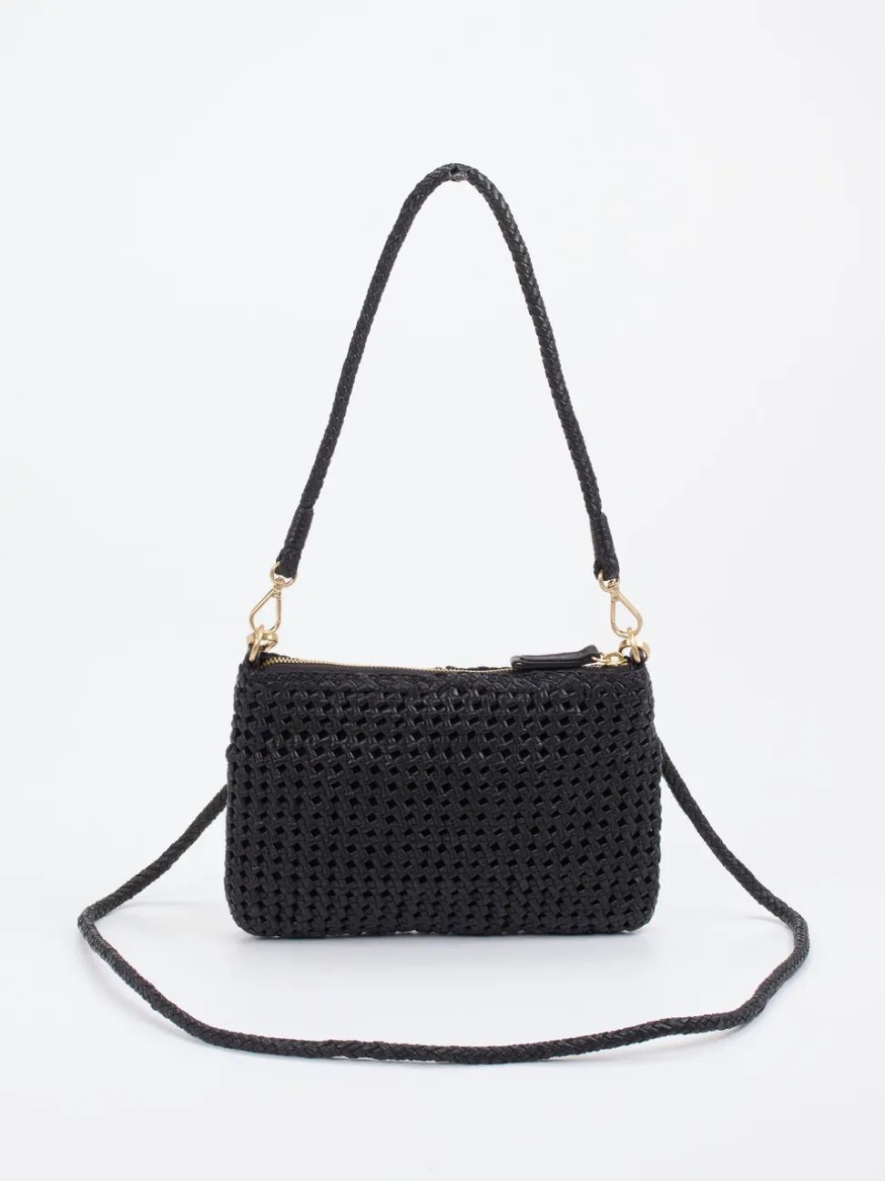 Allan K – Mini-Schultertasche aus Flechtleder schwarz