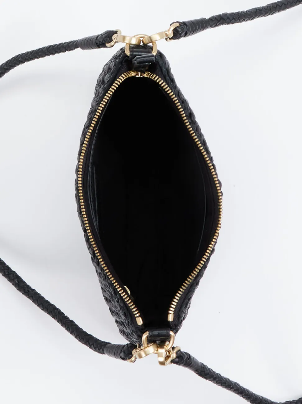Allan K – Mini-Schultertasche aus Flechtleder schwarz