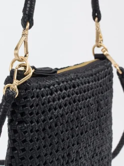 Allan K – Mini-Schultertasche aus Flechtleder schwarz