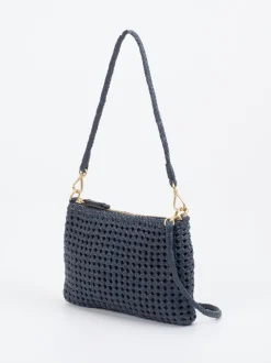 Allan K – Schultertasche aus Flechtleder Dunkelblau