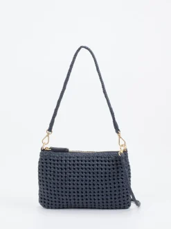 Allan K – Schultertasche aus Flechtleder Dunkelblau