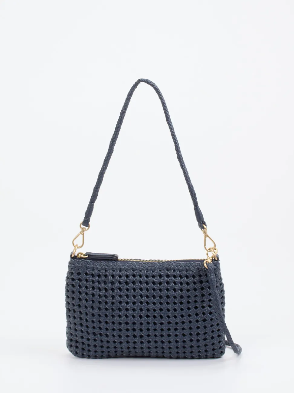 Allan K – Schultertasche aus Flechtleder Dunkelblau