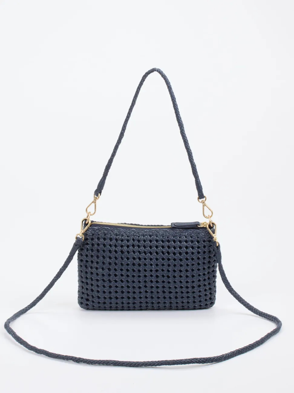 Allan K – Schultertasche aus Flechtleder Dunkelblau