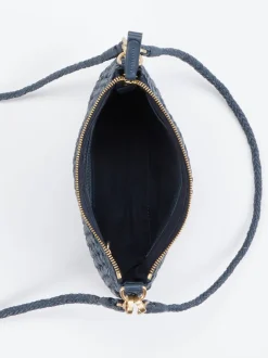 Allan K – Schultertasche aus Flechtleder Dunkelblau