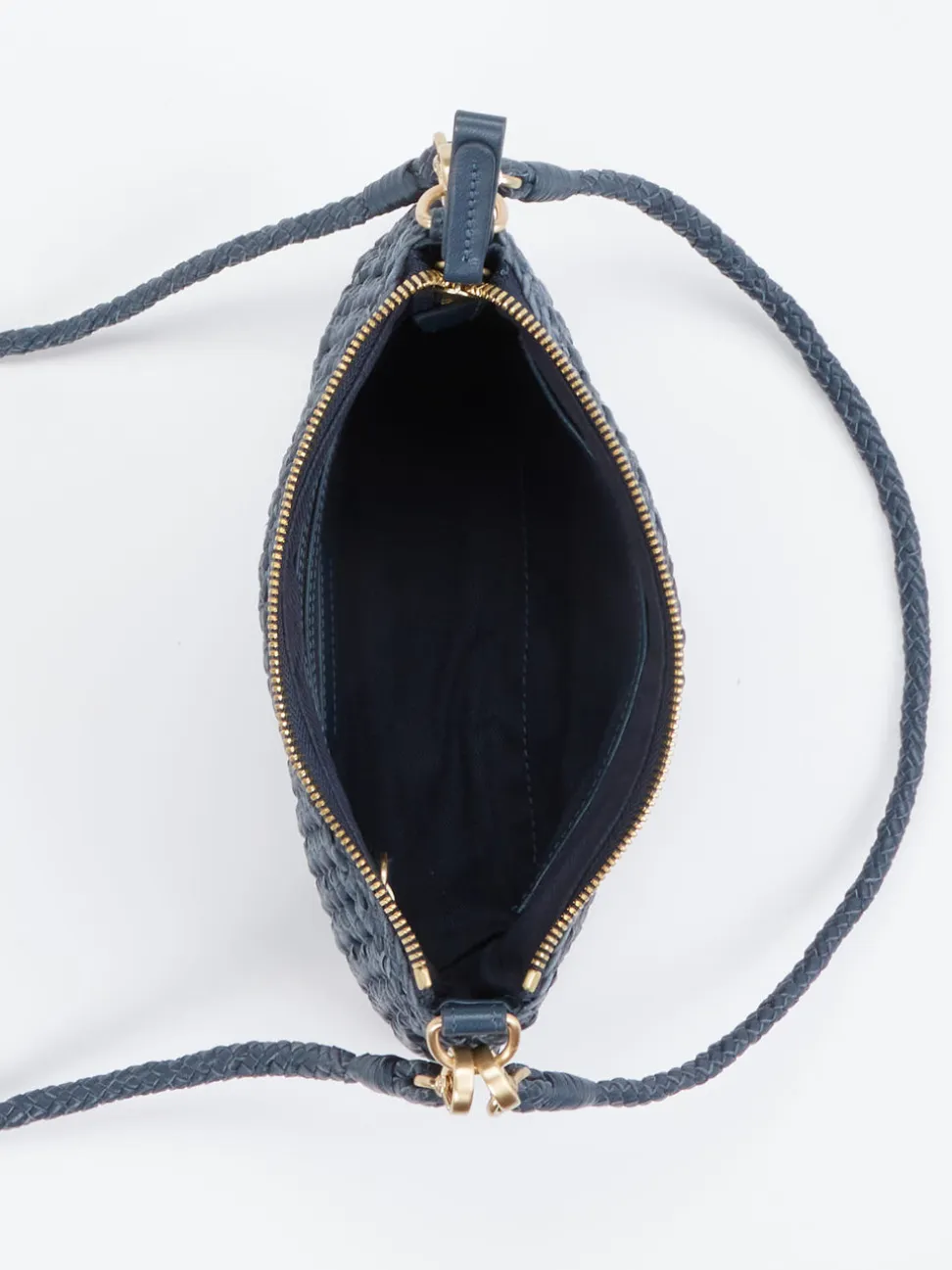 Allan K – Schultertasche aus Flechtleder Dunkelblau