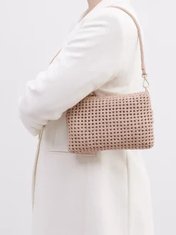 Allan K – Schultertasche aus Flechtleder Beige