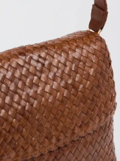 Allan K – Schultertasche aus Flechtleder Braun