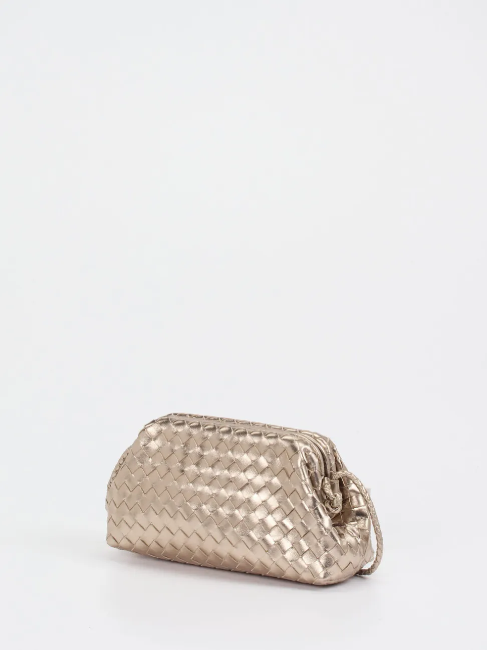 Allan K – Schultertasche aus Flechtleder champagnergold