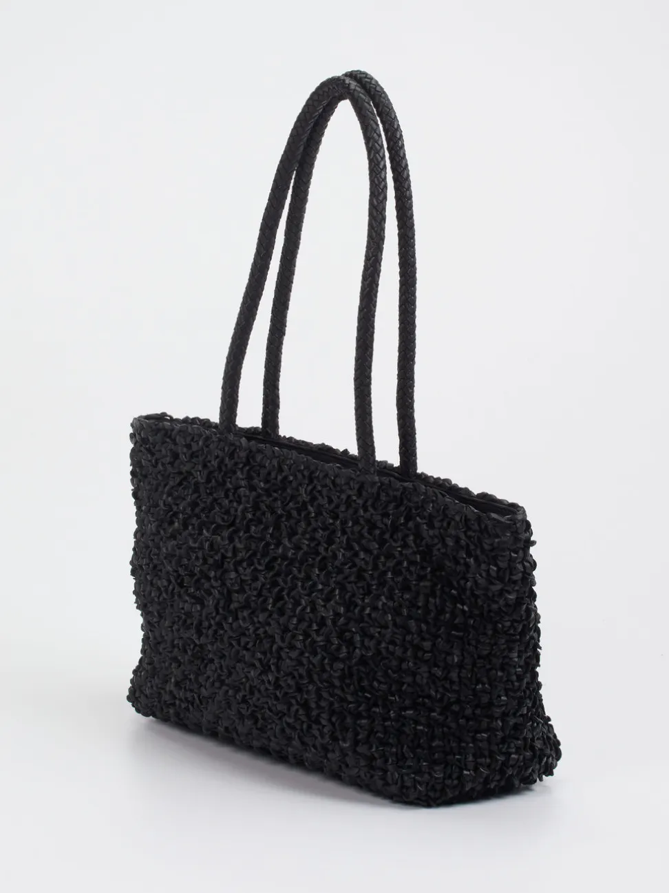 Allan K – Shopper aus Flechtleder in Schwarz
