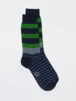 Alto Milano – Crew-Socken aus Baumwolle mit Blockstreifen