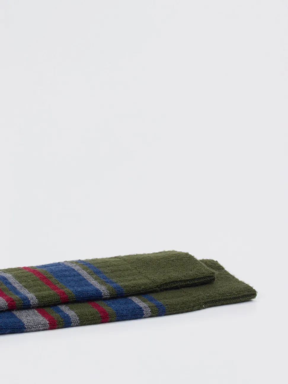 Alto Milano – Freizeitsocken aus Wolle olivgrün gestreift