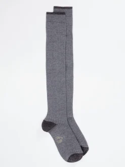 Alto Milano – Kniestrümpfe aus Textil mit Lurex-Details