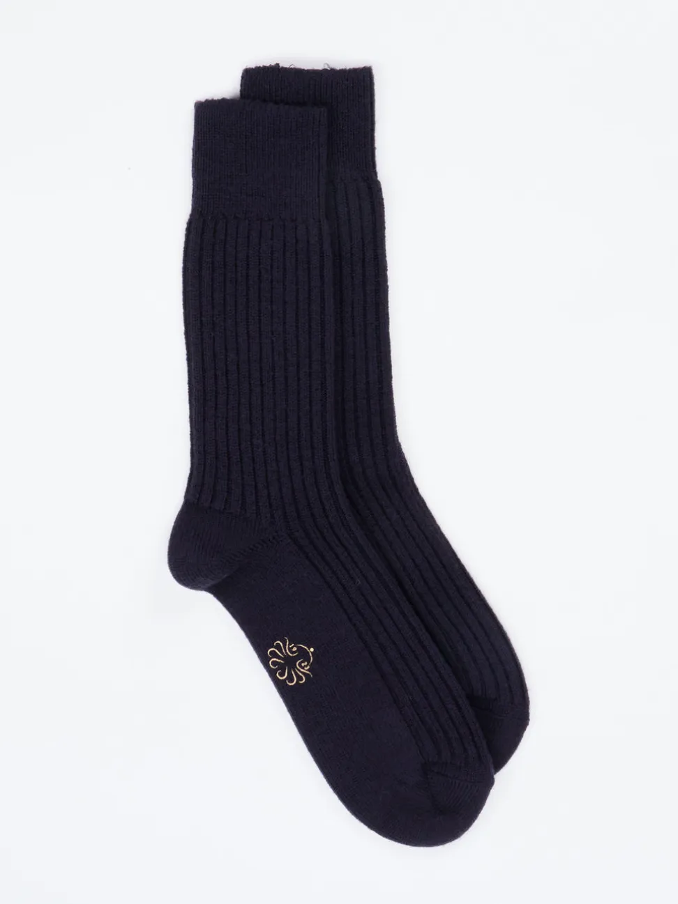 Alto Milano – Rippstricksocken aus Wolle Dunkelblau