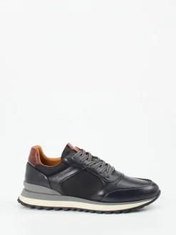 Ambitious – Retro-Sneaker aus Kalbleder und Mesh dunkelblau