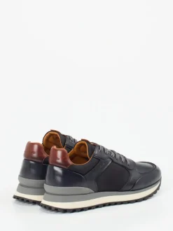 Ambitious – Retro-Sneaker aus Kalbleder und Mesh dunkelblau
