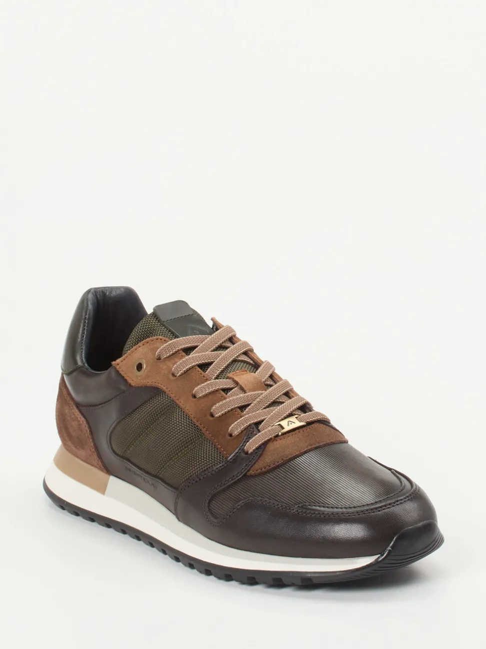 Ambitious – Retro-Sneaker aus Kalbleder-Mix Dunkelbraun