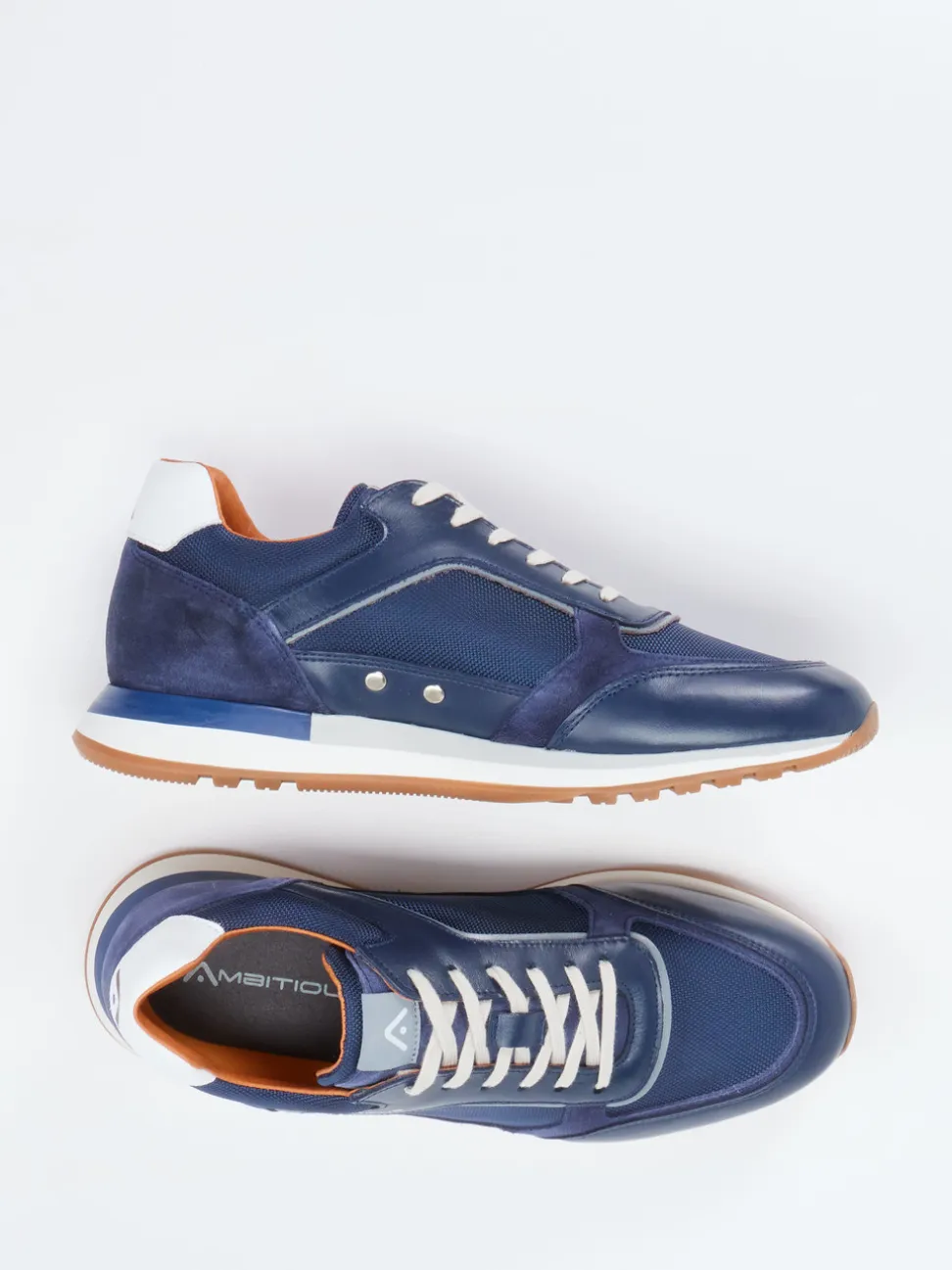 Ambitious – Retro-Sneaker aus Leder-Mesh-Mix marineblau