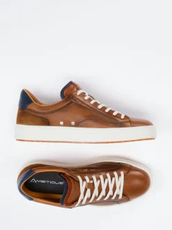 Ambitious – Sneaker aus Leder-Materialmix cognacbraun