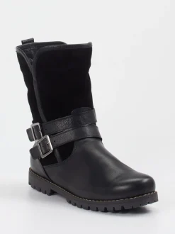 Andrea Conti – Biker Boots aus Velours- und Glattleder schwarz