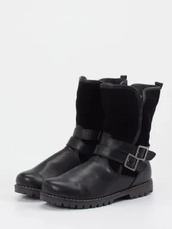 Andrea Conti – Biker Boots aus Velours- und Glattleder schwarz