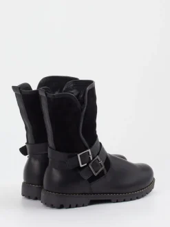 Andrea Conti – Biker Boots aus Velours- und Glattleder schwarz
