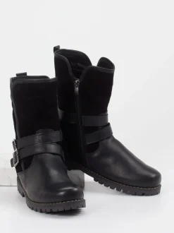 Andrea Conti – Biker Boots aus Velours- und Glattleder schwarz