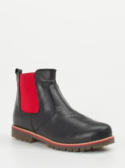 Andrea Conti – Chelsea Boots aus Kalbleder Schwarz Rot