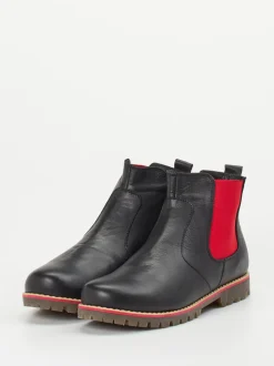 Andrea Conti – Chelsea Boots aus Kalbleder Schwarz Rot