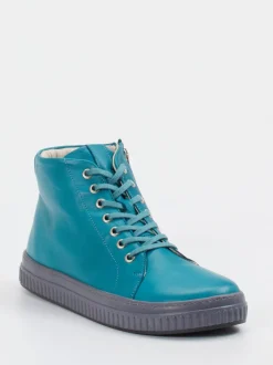 Andrea Conti – High-Top Sneaker aus Kalbleder petrol