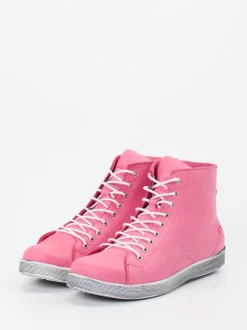 Andrea Conti – High-Top Sneaker aus Kalbleder pink