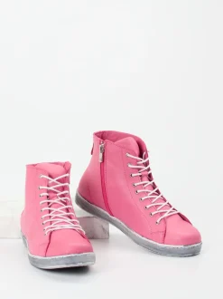 Andrea Conti – High-Top Sneaker aus Kalbleder pink
