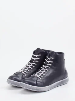 Andrea Conti – High-Top-Sneaker aus Kalbleder dunkelblau